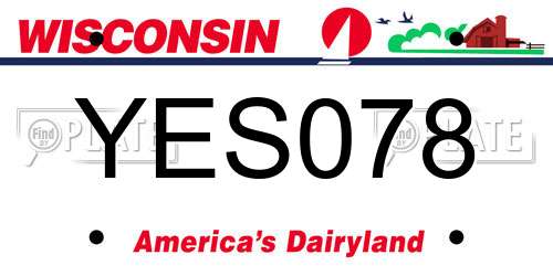 YES078 Wisconsin License Plate