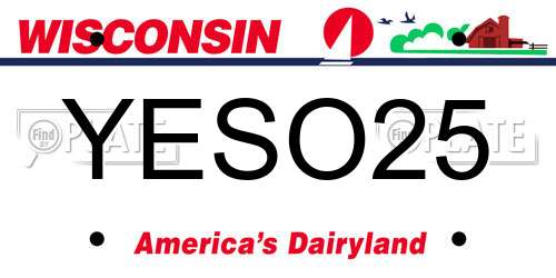 YESO25 Wisconsin License Plate