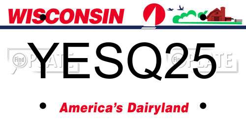 YESQ25 Wisconsin License Plate