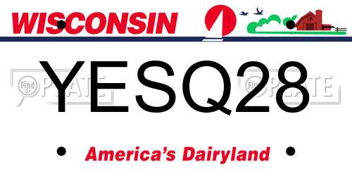 YESQ28 Wisconsin License Plate