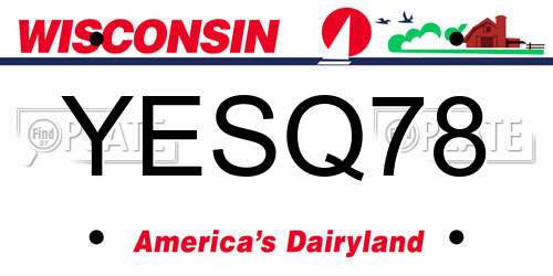 YESQ78 Wisconsin License Plate