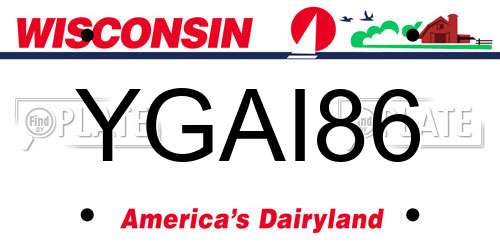YGAI86 Wisconsin License Plate