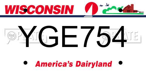 YGE754 Wisconsin License Plate