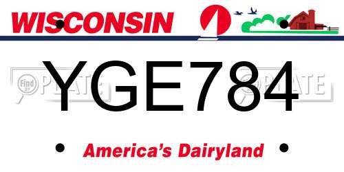 YGE784 Wisconsin License Plate