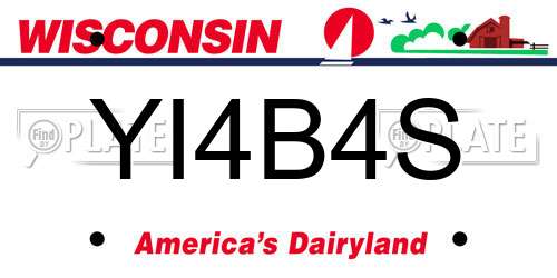 YI4B4S Wisconsin License Plate