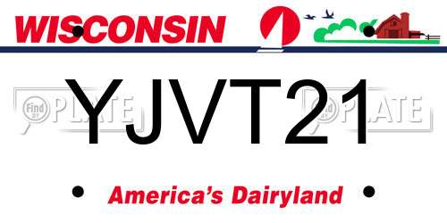 YJVT21 Wisconsin License Plate