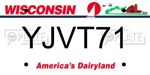 YJVT71 Wisconsin License Plate