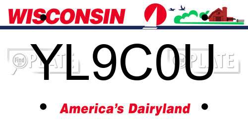 YL9C0U Wisconsin License Plate