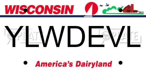 YLWDEVL Wisconsin License Plate