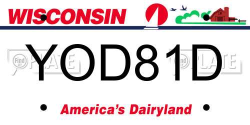 YOD81D Wisconsin License Plate