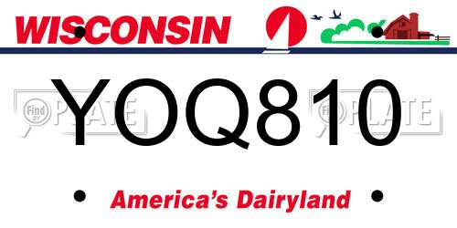 YOQ810 Wisconsin License Plate