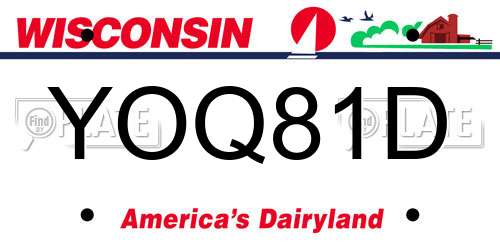 YOQ81D Wisconsin License Plate