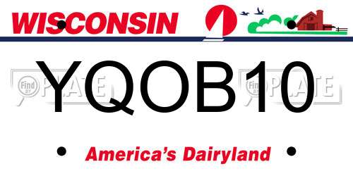 YQOB10 Wisconsin License Plate