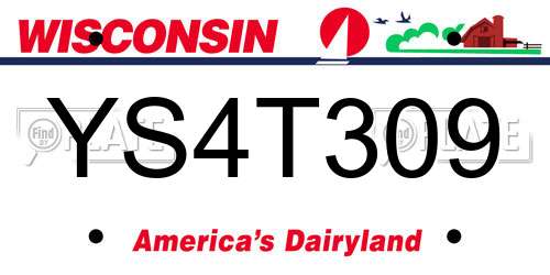 YS4T309 Wisconsin License Plate
