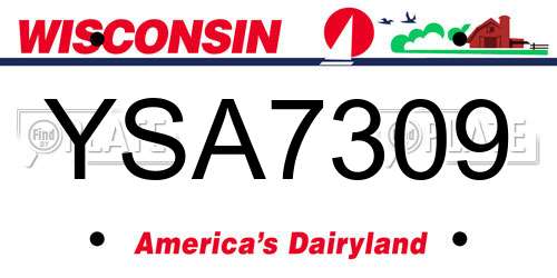 YSA7309 Wisconsin License Plate