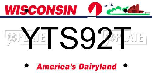 YTS92T Wisconsin License Plate