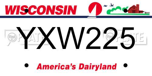 YXW225 Wisconsin License Plate
