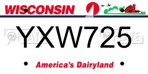 YXW725 Wisconsin License Plate