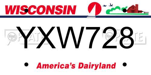 YXW728 Wisconsin License Plate