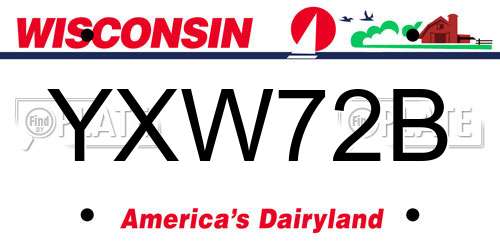 YXW72B Wisconsin License Plate