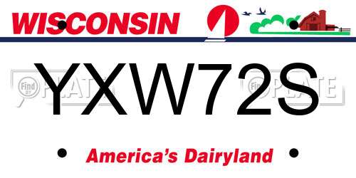 YXW72S Wisconsin License Plate