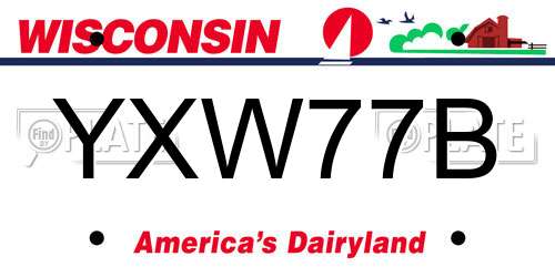 YXW77B Wisconsin License Plate