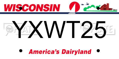 YXWT25 Wisconsin License Plate