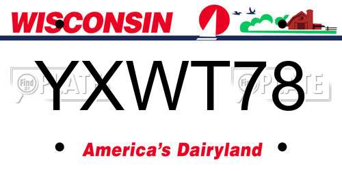 YXWT78 Wisconsin License Plate