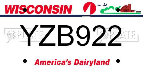 YZB922 Wisconsin License Plate