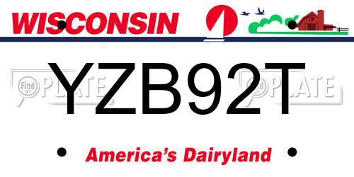 YZB92T Wisconsin License Plate