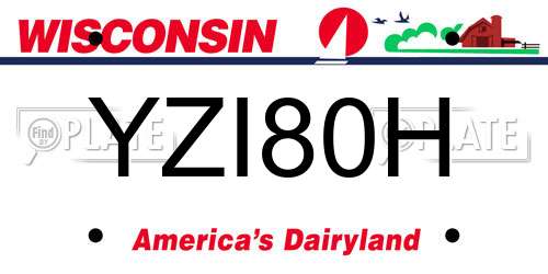 YZI80H Wisconsin License Plate