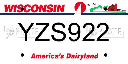 YZS922 Wisconsin License Plate