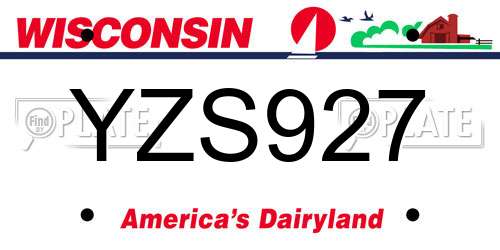 YZS927 Wisconsin License Plate