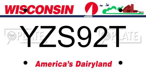 YZS92T Wisconsin License Plate