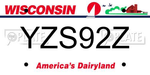 YZS92Z Wisconsin License Plate