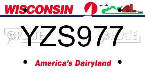 YZS977 Wisconsin License Plate