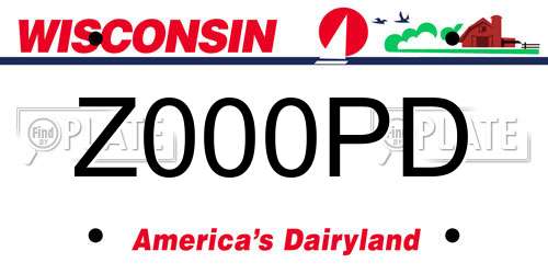 Z000PD Wisconsin License Plate