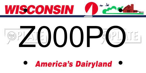Z000PO Wisconsin License Plate