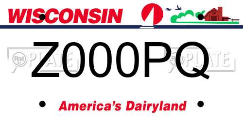 Z000PQ Wisconsin License Plate