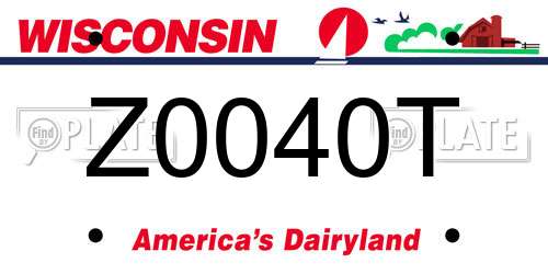 Z0040T Wisconsin License Plate