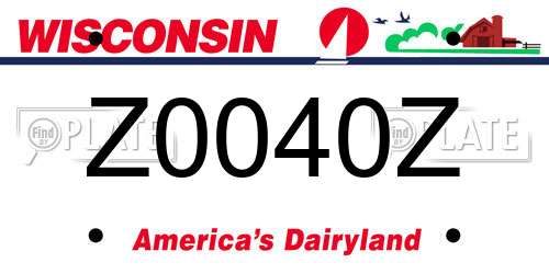 Z0040Z Wisconsin License Plate