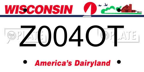 Z004OT Wisconsin License Plate