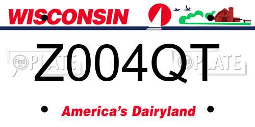 Z004QT Wisconsin License Plate