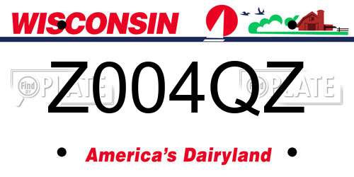 Z004QZ Wisconsin License Plate