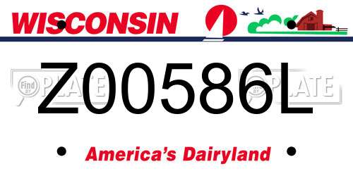 Z00586L Wisconsin License Plate