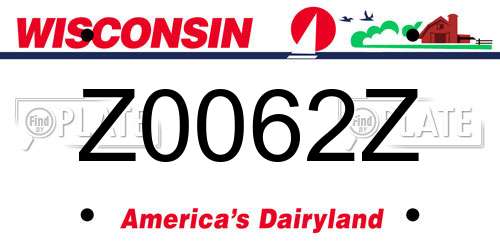 Z0062Z Wisconsin License Plate