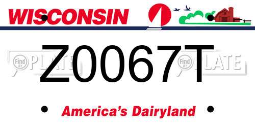Z0067T Wisconsin License Plate