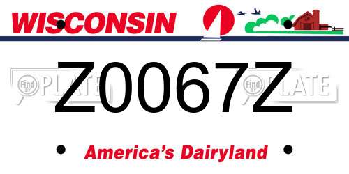 Z0067Z Wisconsin License Plate