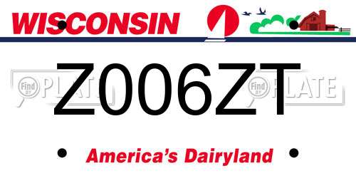 Z006ZT Wisconsin License Plate