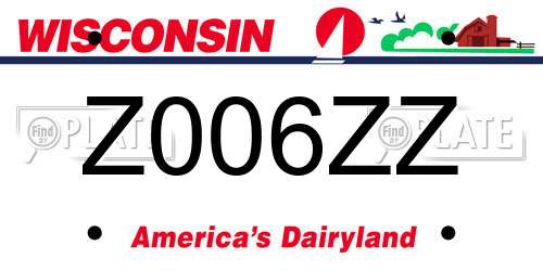 Z006ZZ Wisconsin License Plate